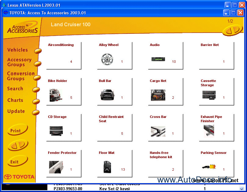 Toyota Accessories Europe parts catalog Order & Download