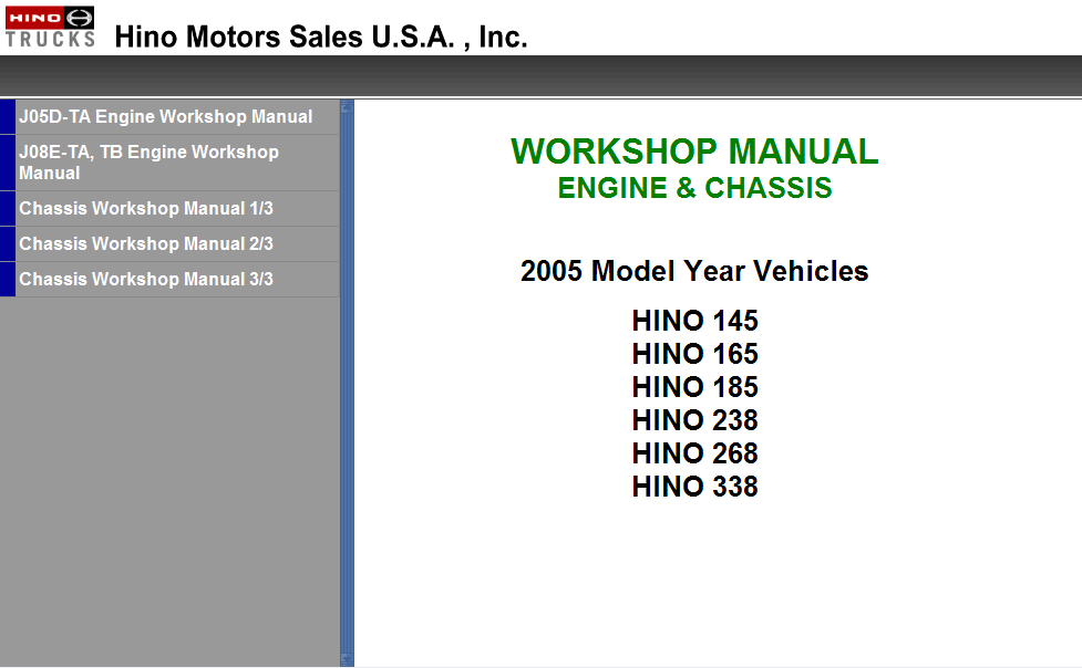 Hino Workshop Manual 2008 repair manual Order & Download