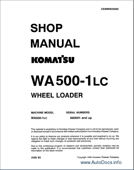 Komatsu Css Service Constructions Wheel Loaders Wa350 Wa500
