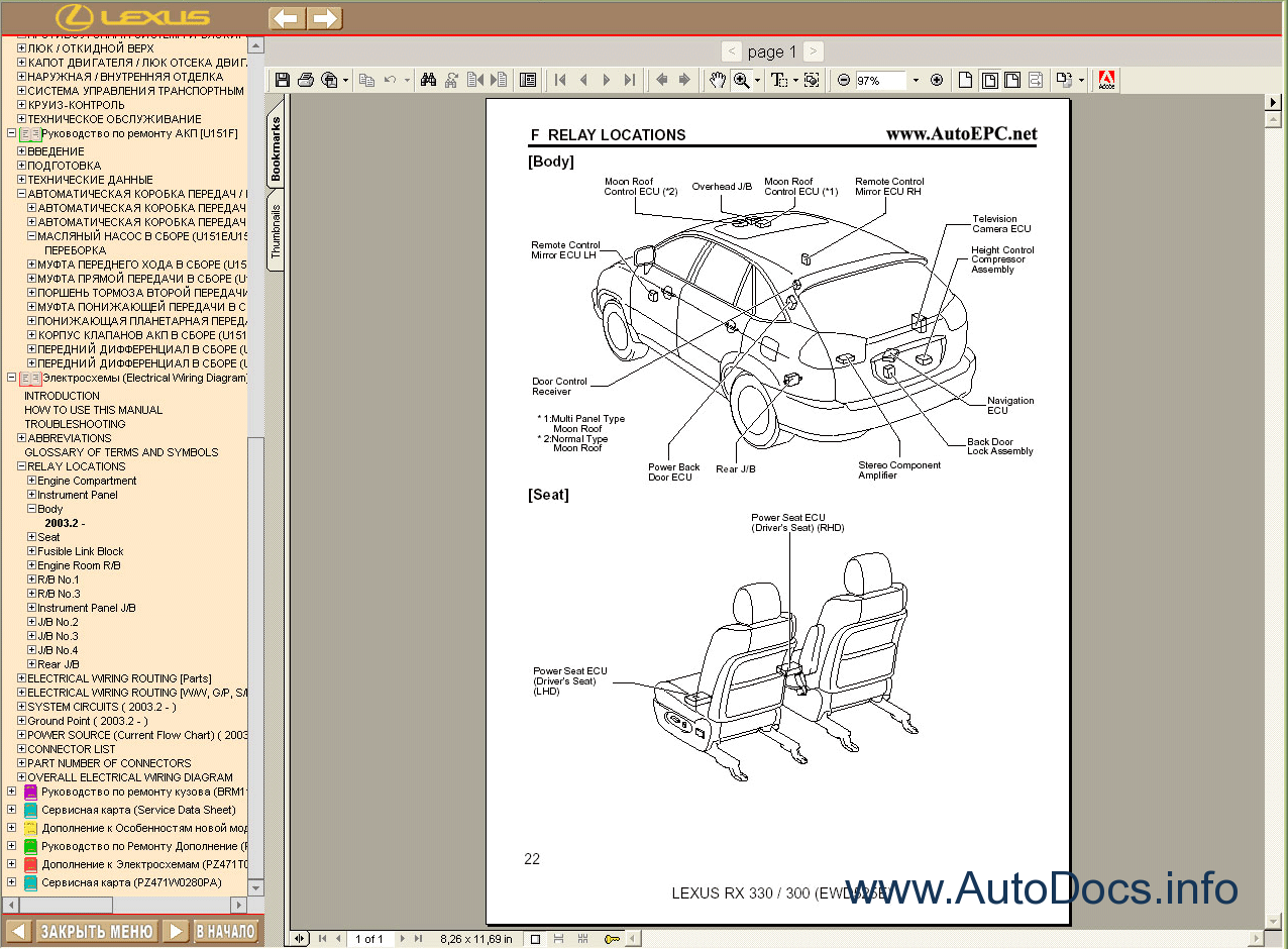 Lexus RX350, RX330, RX300 RUS repair manual Order & Download