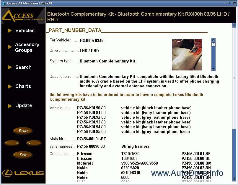 Lexus Accessories parts catalog Order & Download