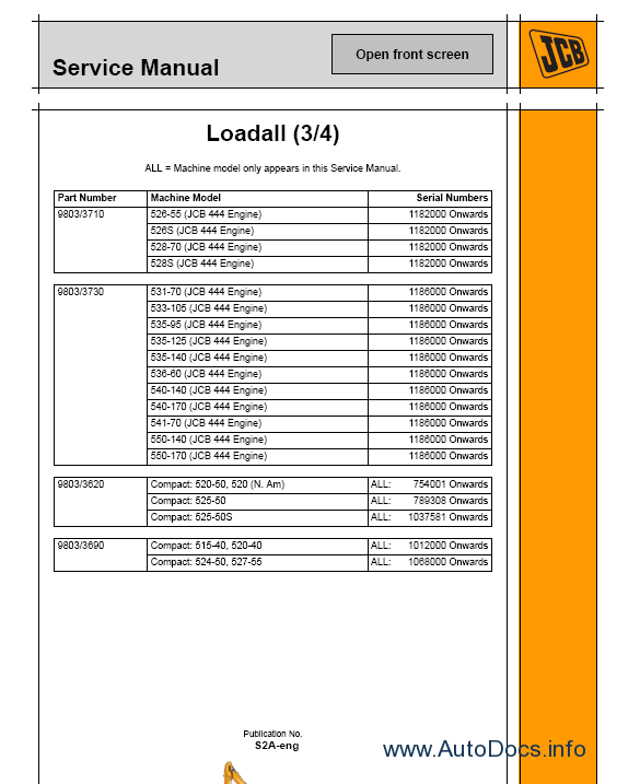 Repair manuals JCB Loadall Service Manual - 1.