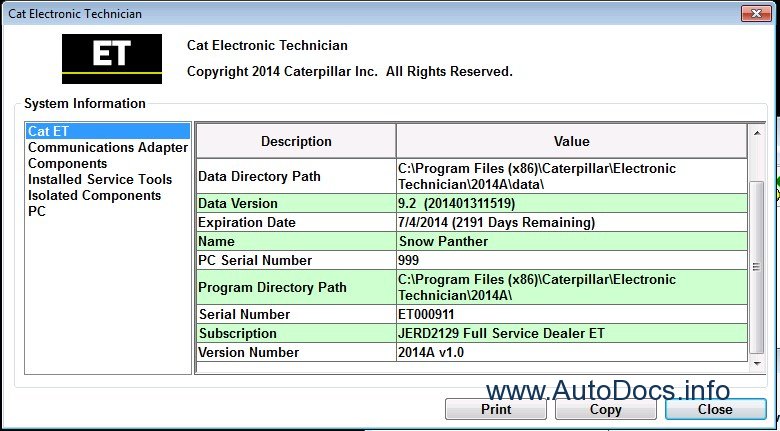 Caterpillar ET 2014A diagnostic software
