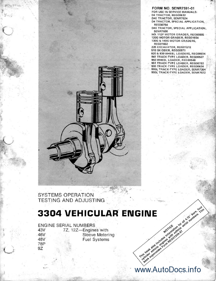 Caterpillar 3304 Vehicular Engine Pdf Books  U0026 Manuals